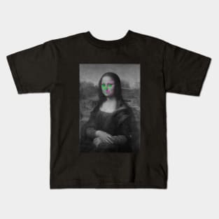 Monna Lisa Skull Interactive Magenta&Green Filter T-Shirt #2 By Red&Blue Kids T-Shirt